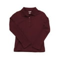 thumbnail image 1 of French Toast Big Girls' Long-sleeve Interlock Polo - 20 - Burgundy, 1 of 2