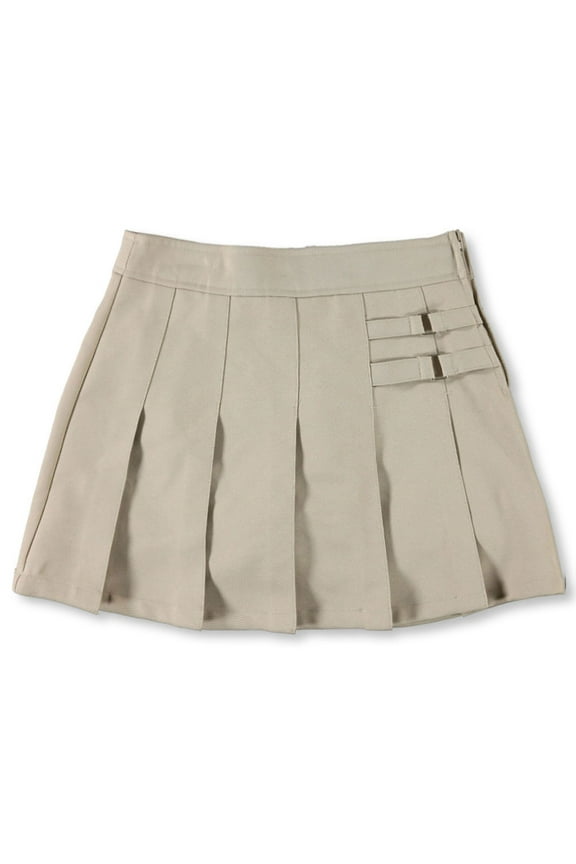 Big Girls’ Pleated Scooter with Side Buckle Accent (Sizes 2T - 20) Color: khaki Size: 18