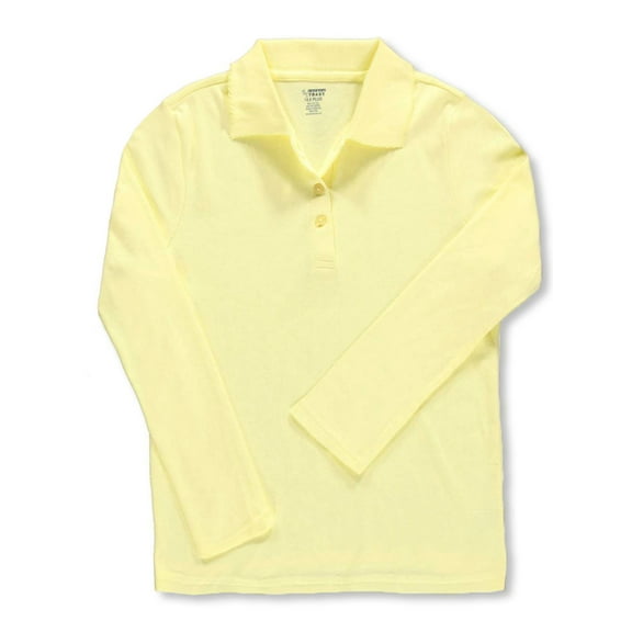French Toast Big Girls' Plus L/S Fitted Knit Polo With Picot Collar - yellow, 18.5 (Big  Girls Plus)