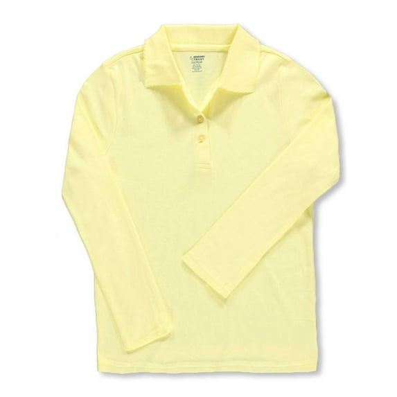 French Toast Big Girls' Plus L/S Fitted Knit Polo With Picot Collar - yellow, 18.5 (Big Girls Plus)