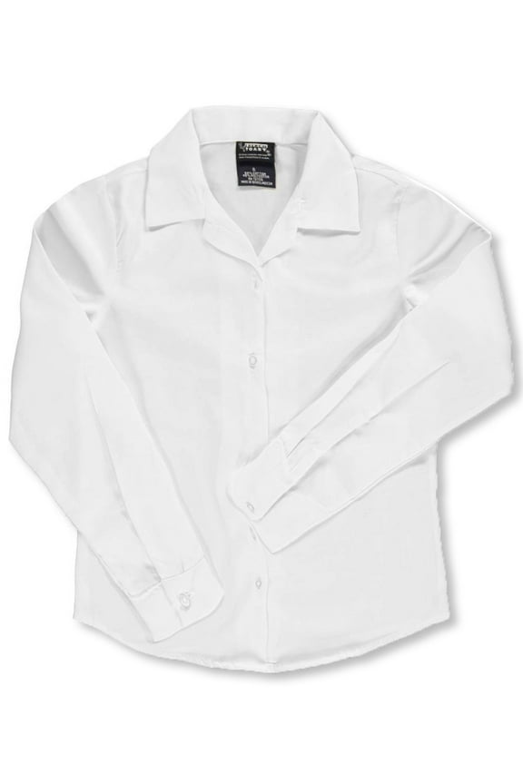 Big Girls’ Plus L/S Notched Collar Blouse Color: white Size: 42.5