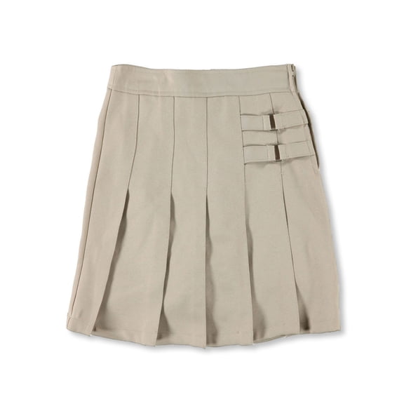 French Toast Big Girls’ Pleated Scooter with Side Buckle Accent (Sizes 2T - 20) Color: khaki Size: 16.5