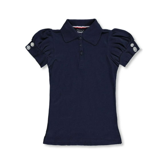 French Toast Little Girls’ "Gem Cuffs" S/S Knit Polo (Sizes 4 - 6X) Color: navy Size: 7/8