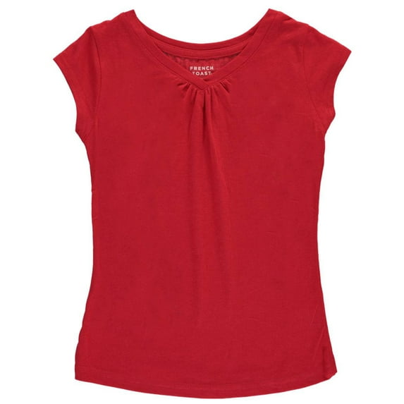 French Toast Big Girls' Ruched V-Neck T-Shirt (Sizes 7 - 16)