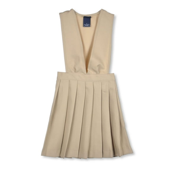 French Toast Big Girls’ "Stacy" V-Neck Wide Strap Jumper (Sizes 7 - 20) Color: khaki Size: 18