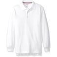 thumbnail image 1 of French Toast Boys 4-20 Long-Sleeve Interlock Polo (White Small (6/7)), 1 of 1