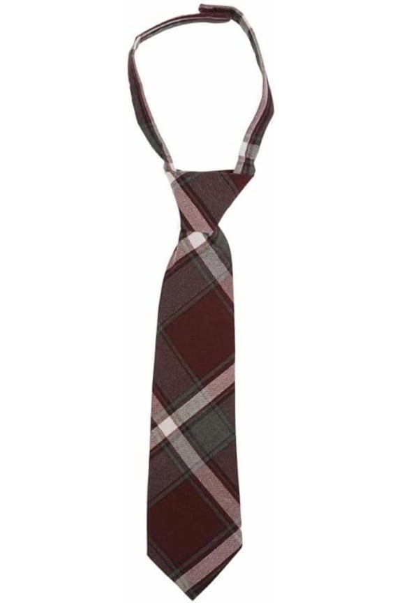 Boys' Adjustable Necktie, Burgundy Plaid, 1 Pack