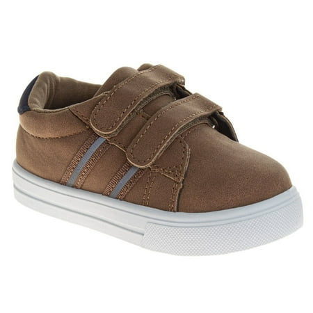 French Toast Boys' School Shoes Hook and Loop Casual Sneakers Back to School .(Toddler/Little Kids)Light Brown, Size: 5