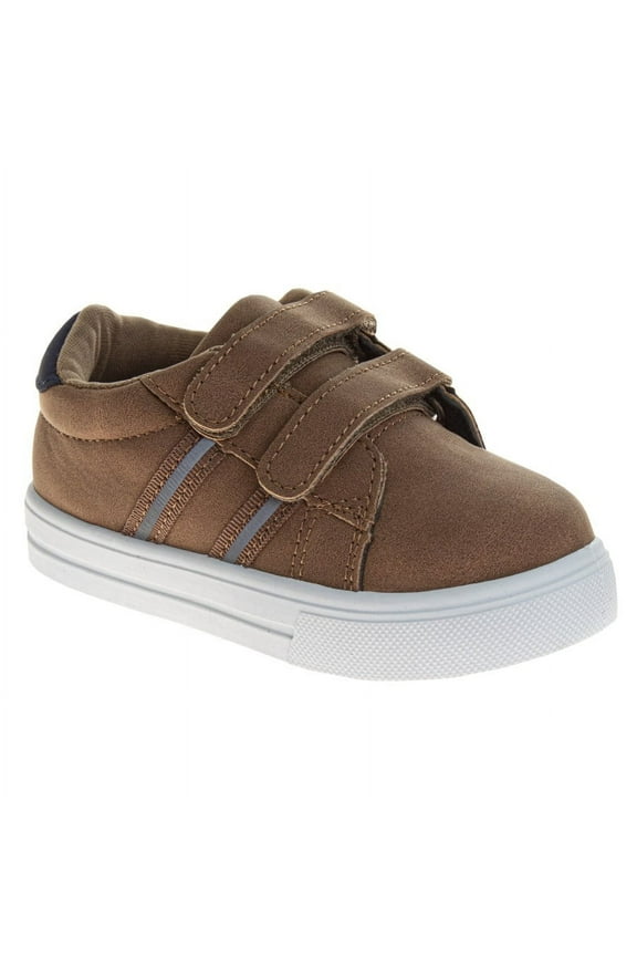 Boys School Shoes Hook And Loop Casual Sneakers Back To School .(Toddler Little Kids)Light Brown, Size: 8