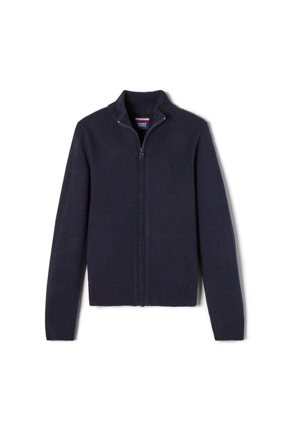 Boys' Mock Neck Zip Sweater, Navy, Sizes XS-XL