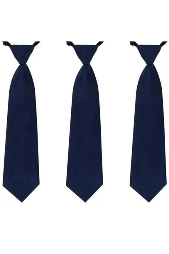 Boys School Uniform Adjustable Solid Tie Navy Size 14-20   3 Pack