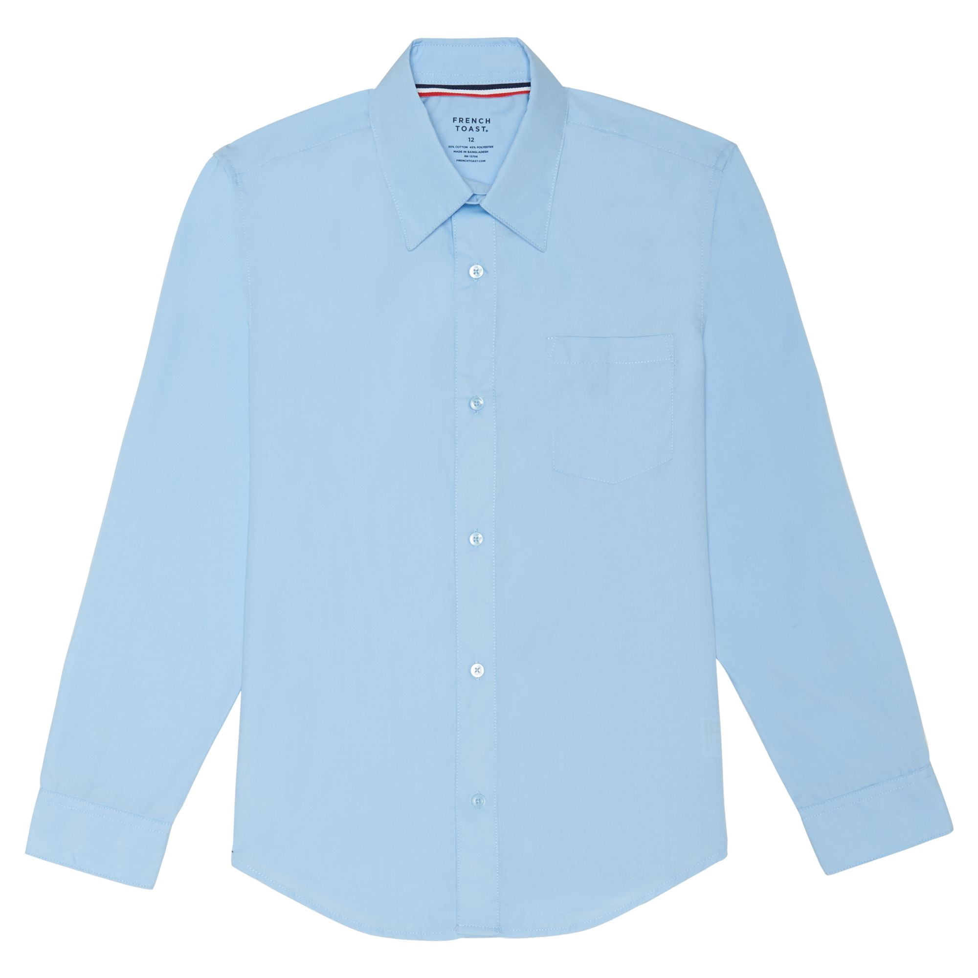 School Dress Sleeve Toast 4-20 Button-Up Uniform Husky Shirt, Classic Boys French Long & Sizes