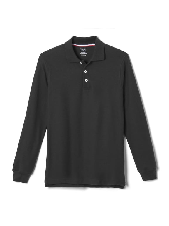 Boys School Uniform Long Sleeve Pique Polo Shirt, Sizes 4-20