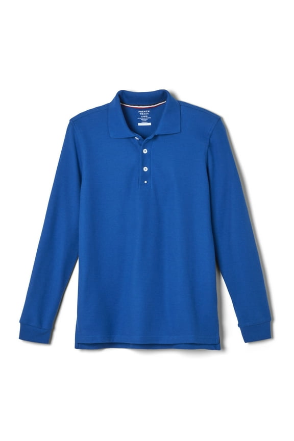Boys School Uniform Long Sleeve Pique Polo Shirt, Sizes 4-20