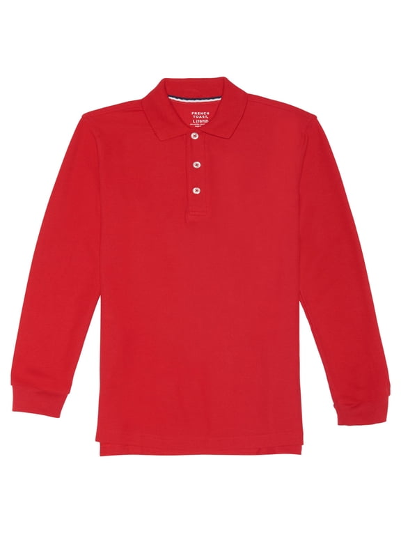 Boys School Uniform Long Sleeve Pique Polo Shirt, Sizes 4-20