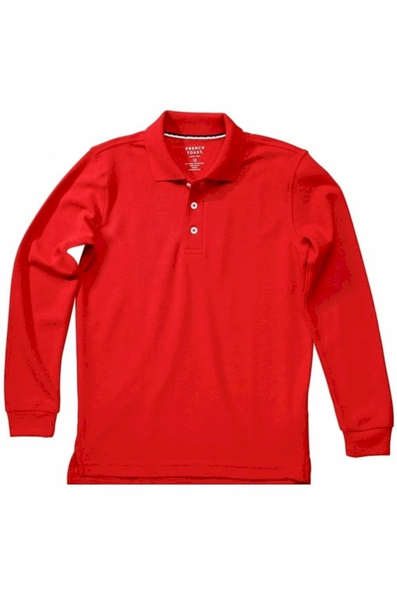 Boys School Uniform Long Sleeve Pique Polo Shirt, Sizes 4-20