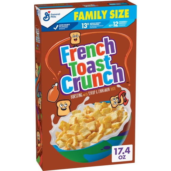 General Mills French Toast Crunch Breakfast Cereal, Syrup and Cinnamon Taste, Family Size, 17.4 oz Box