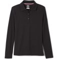 thumbnail image 1 of French Toast Girls 7-20 Long-Sleeve Interlock Polo Black 10/12, 1 of 6