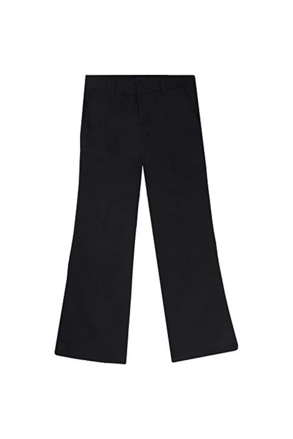 Girls' Adjustable Waist Flat Front Bootcut Pant, Black, 6
