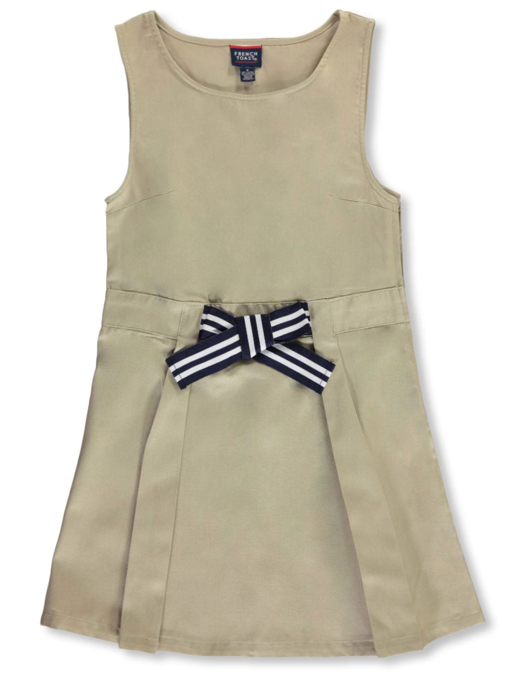 French Toast Girls' Bow Front ALine Jumper khaki, 14 (Big Girls