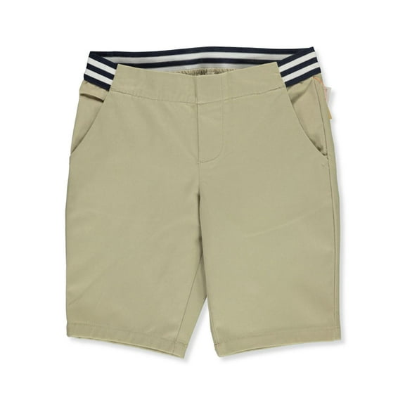 French Toast Girls' Contrast Waist Twill Shorts - khaki, 6x (Little Girls)