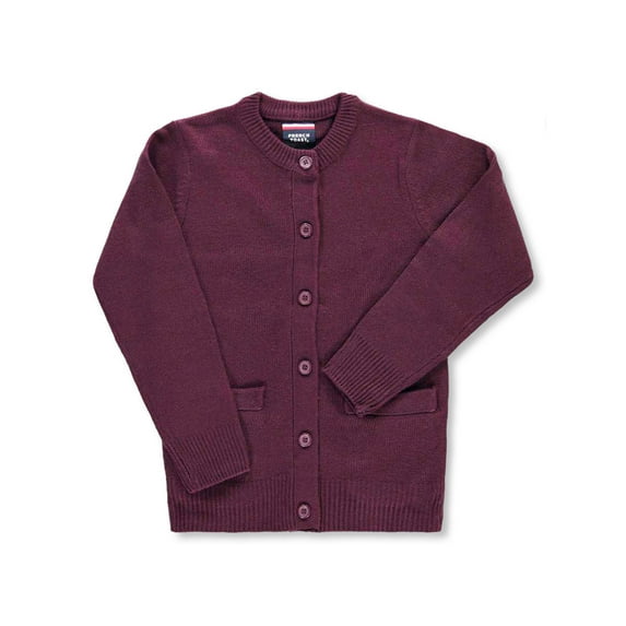 French Toast Girls’ “Crewneck & Welt Pocket” Cardigan (Sizes 4 – 20) Color: burgundy Size: 4 - 5