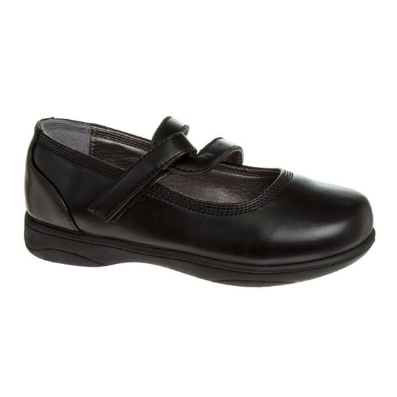 French Toast Girls' Hook & Loop Faux Leather School Shoes - Black, 12
