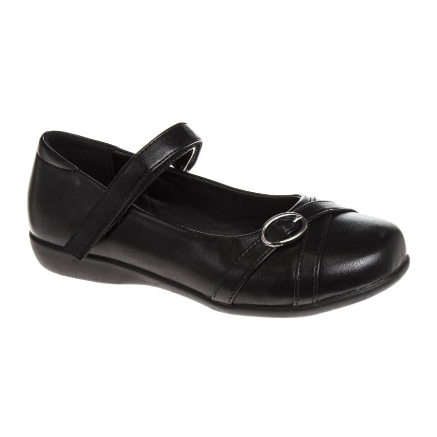 French Toast Girls' Hook & Loop Girls School Uniform Dress Shoes with Buckle Detail - Black, 12