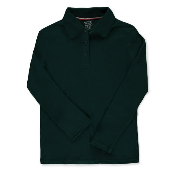 French Toast Girls’ L/S Fitted Knit Polo with Picot Collar Color: green Size: 18 - 20