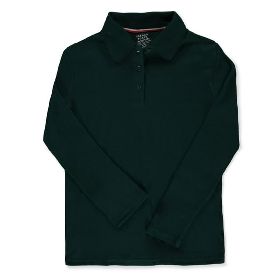 French Toast Girls’ L/S Fitted Knit Polo with Picot Collar Color: green Size: 18 - 20