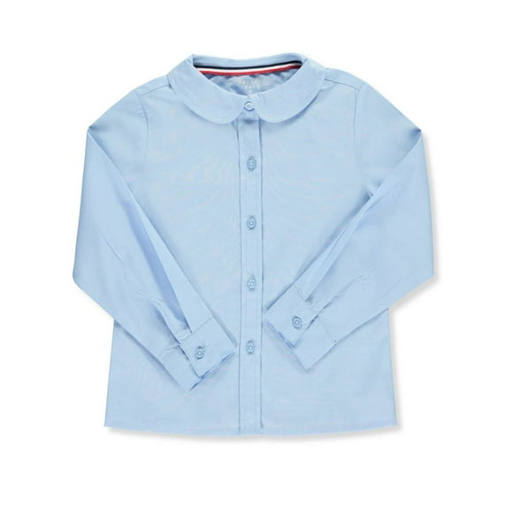 French Toast Girls Long Sleeve Peter Pan Button Down Shirt (Light Blue 6X)