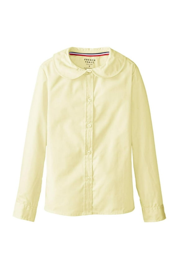 Girls Long Sleeve Peter Pan Button Down Shirt (Yellow 16)
