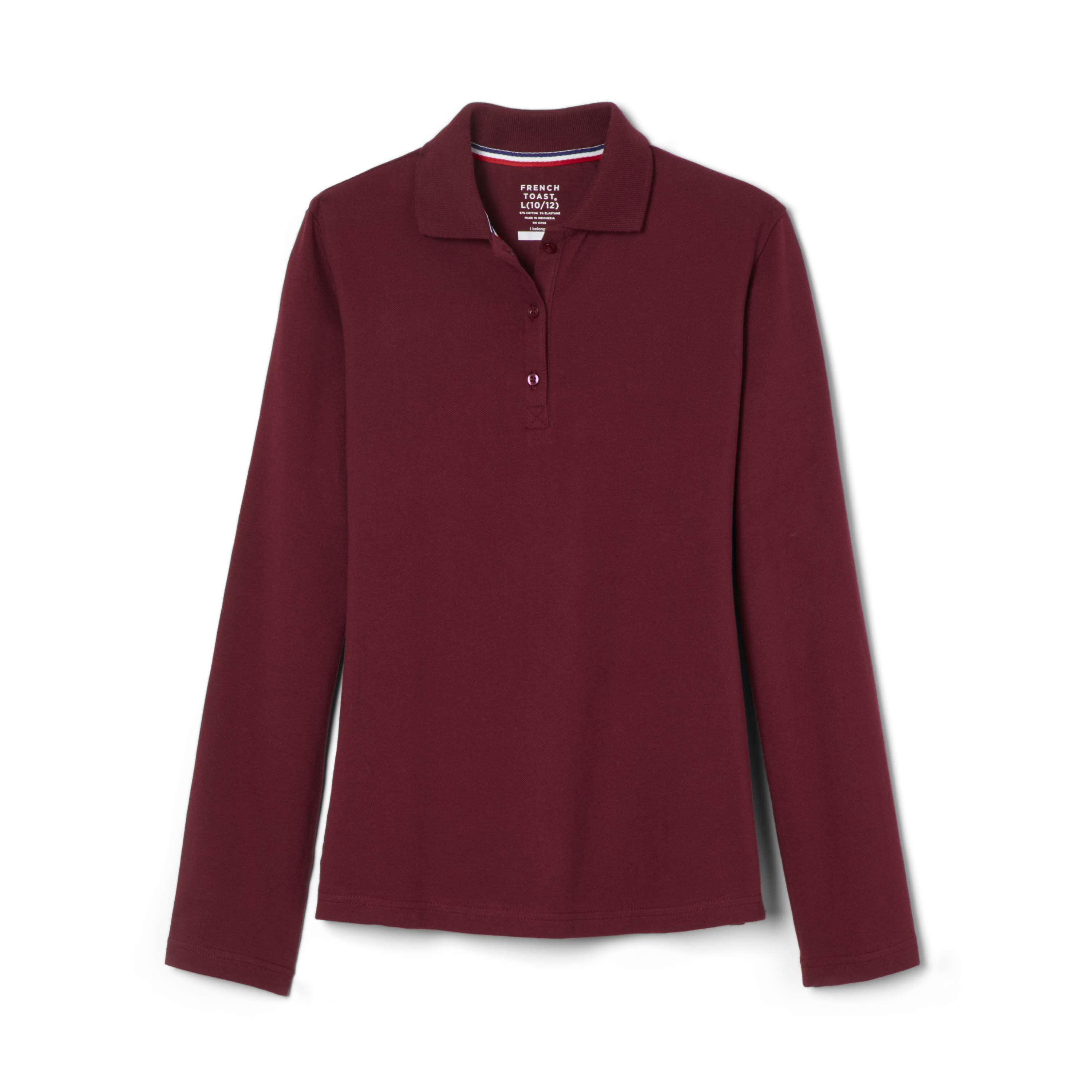 French Toast Girls Long Sleeve Stretch Pique Polo (Feminine Fit