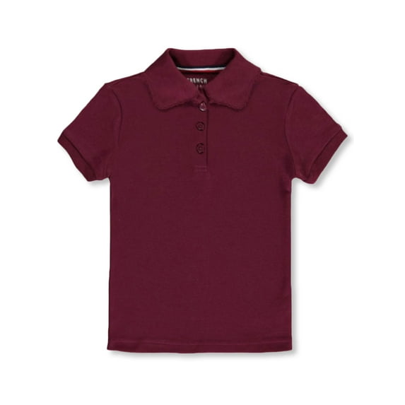French Toast Girls' Picot Collar S/S Polo Color: burgundy Size: 7/8
