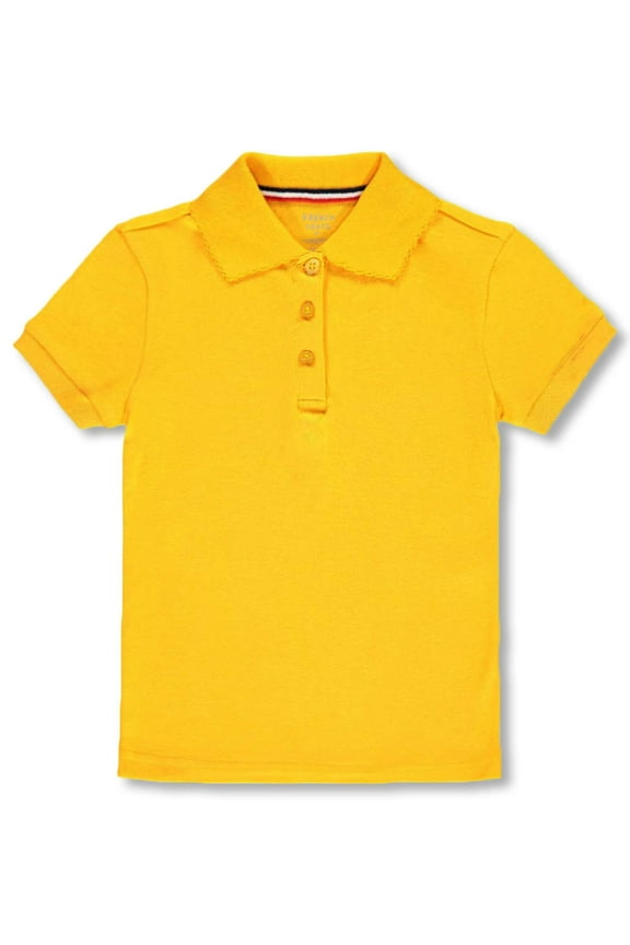 Girls' Picot Collar S/S Polo Color: gold Size: 4t