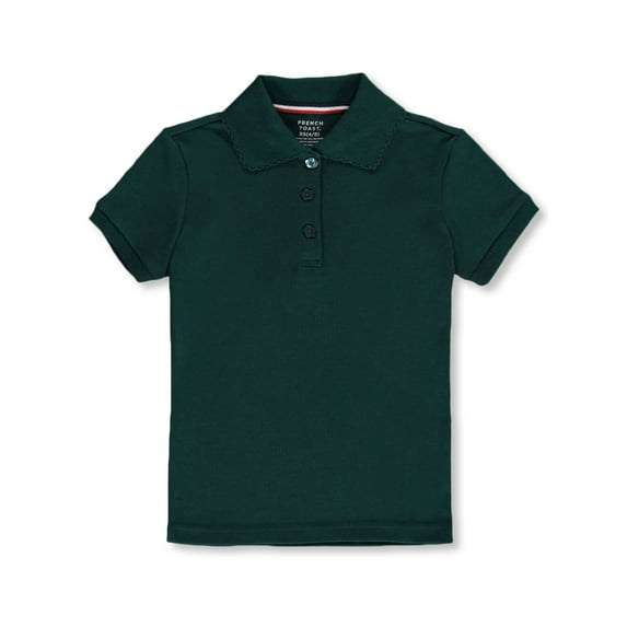 French Toast Girls' Picot Collar S/S Polo Color: green Size: 10/12