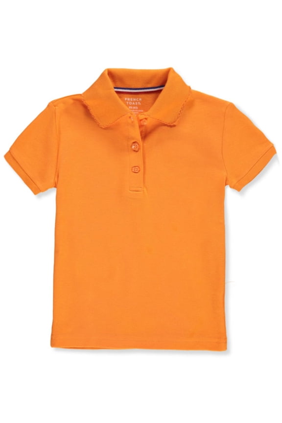 Girls' Picot Collar S/S Polo Color: sunset orange Size: 4 - 5