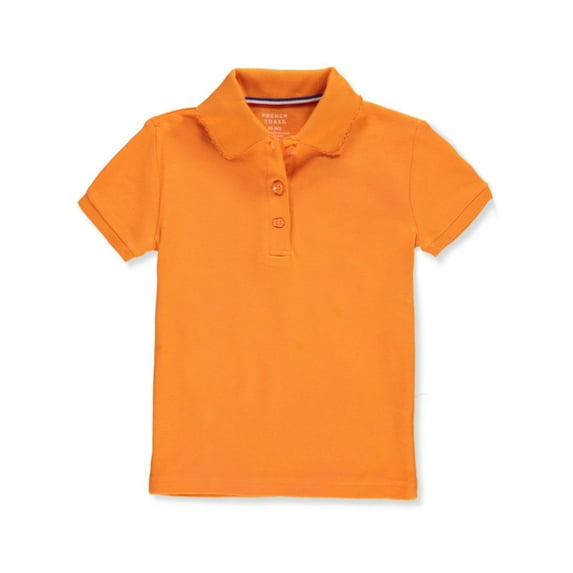 French Toast Girls' Picot Collar S/S Polo Color: sunset orange Size: 7/8