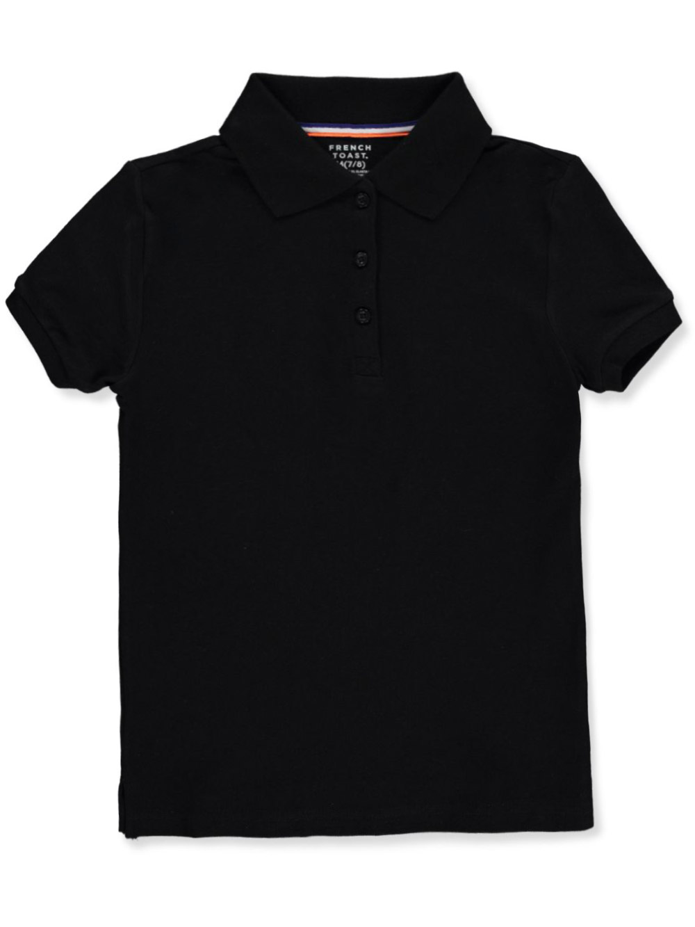 French Toast Girls' Plus Size Stretch Pique Polo black, 14.5/16.5