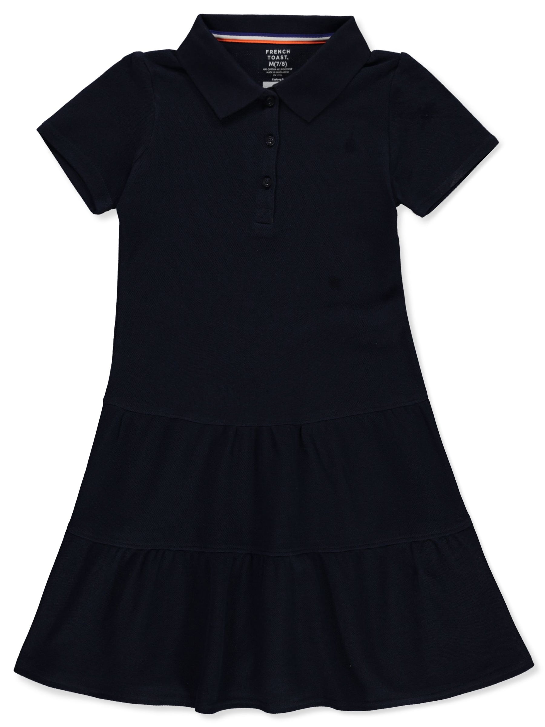 Girls School Uniform Short Sleeve Ruffle Pique Polo Dress, Sizes 4-16