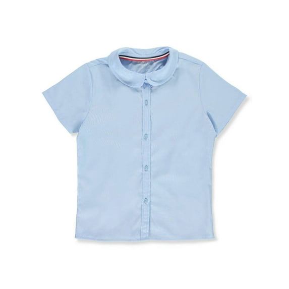 French Toast Girls' S/S Peter Pan Fitted Shirt - blue, 20 (Big Girls)