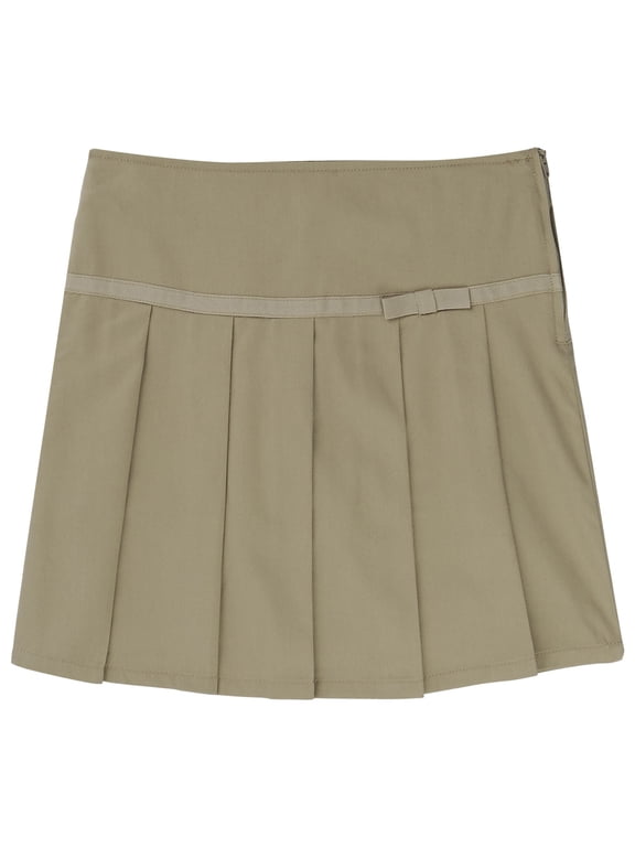 Girls School Uniform Adjustable Waist Ribbon Pleated Scooter Skirt, Sizes 4-20