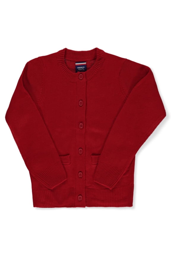 Girls School Uniform Anti-Pill Crewneck Cardigan Sweater, Sizes 4-20