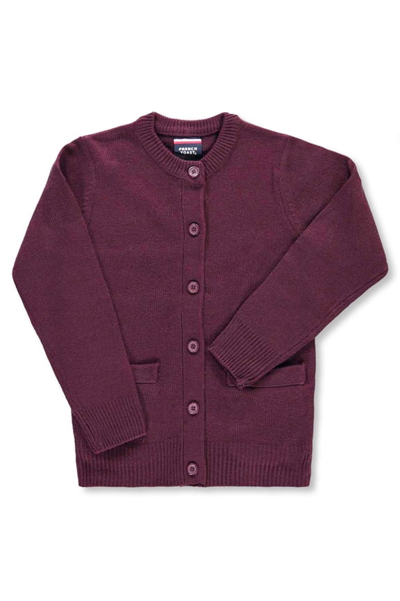 Girls School Uniform Anti-Pill Crewneck Cardigan Sweater, Sizes 4-20