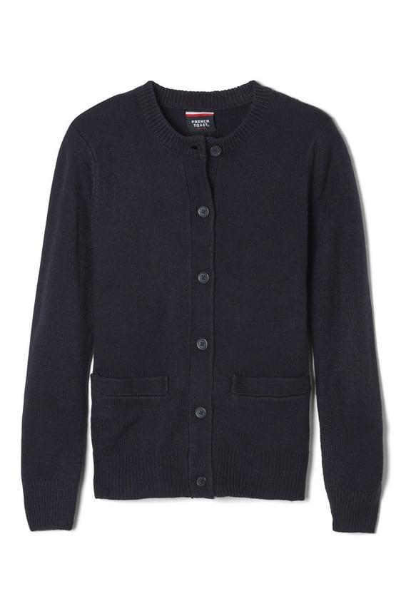 Girls School Uniform Anti-Pill Crewneck Cardigan Sweater, Sizes 4-20