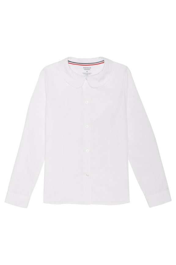 Girls School Uniform Long Sleeve Modern Peter Pan Collar Blouse, Sizes 4-20