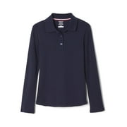 French Toast Girls School Uniform Long Sleeve Picot Collar Interlock Polo Shirt, Sizes 4-20 & Plus