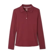 French Toast Girls School Uniform Long Sleeve Picot Collar Interlock Polo Shirt, Sizes 4-20 & Plus