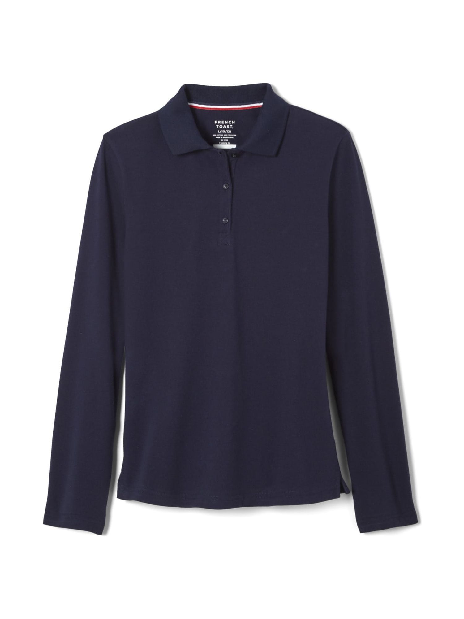 French Toast Girls School Uniform Long Sleeve Stretch Pique Polo Shirt, Sizes 4-20 & Plus
