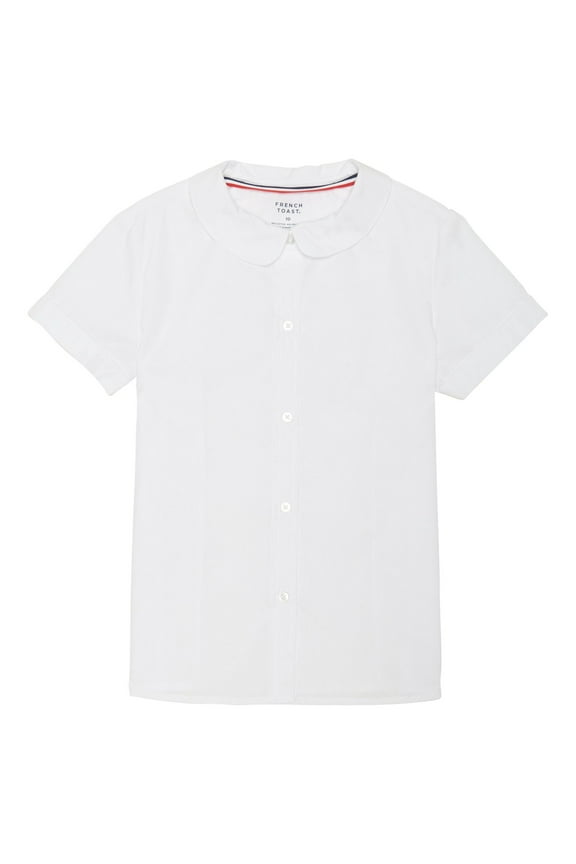 Girls School Uniform Short Sleeve Modern Peter Pan Collar Blouse, Sizes 4-20 & Plus